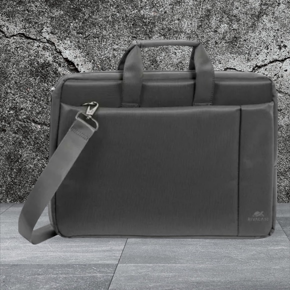 NWOT Rivacase Gray #8251 Notebook Laptop 17.3" x 12" x 2" Bag w/Shoulder Strap - Picture 3 of 9